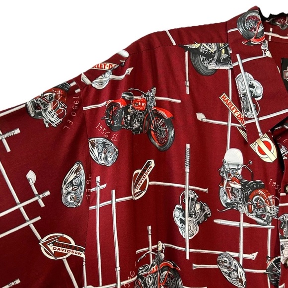 Vintage Harley Davidson Y2K Hawaiian Shirt XL USA Tori Richard - Picture 6 of 9